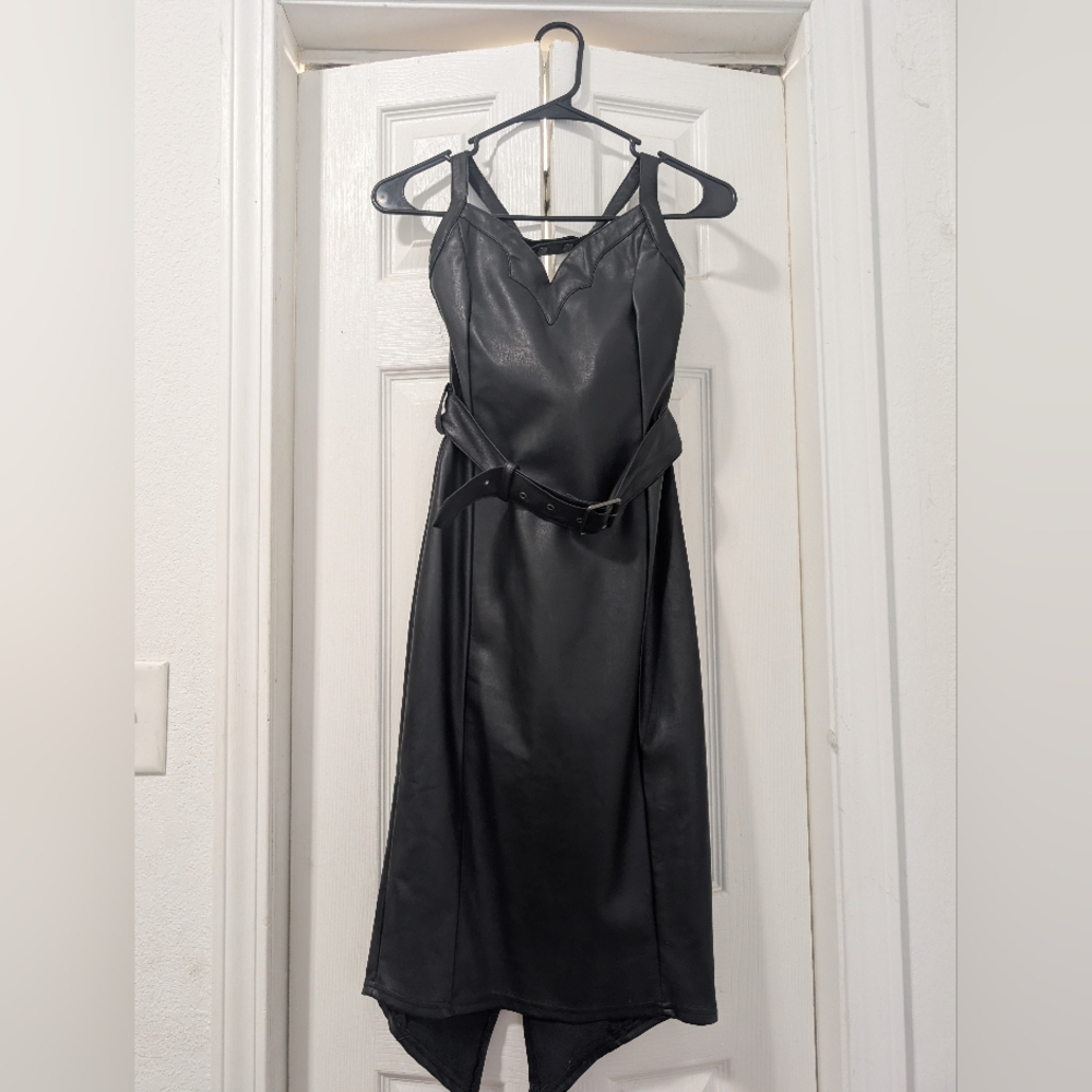 Killstar Black Backless Faux Leather Bodycon Dress - Picture 4 of 5